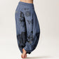 Cotton Butterfly Flowers Pattern Women's Elastic Waist Harem Pants