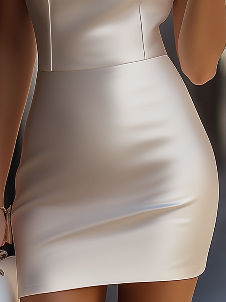 Stylish Satin Halter-Neck Mini Dress