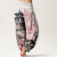 Cotton Pavilion Cherry Blossom Pattern Women's Elastic Waist Harem Pants