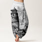 Cotton Pavilion Cherry Blossom Pattern Women's Elastic Waist Harem Pants