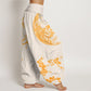 Cotton Golden Plum Blossom Full Moon Pattern Women's Elastic Waist Harem Pants