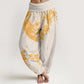 Cotton Golden Plum Blossom Full Moon Pattern Women's Elastic Waist Harem Pants