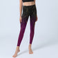 Abstract Gradient Thin And Long Gold Line Pattern Print Gym Leggings Women's Yoga Pants