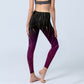 Abstract Gradient Thin And Long Gold Line Pattern Print Gym Leggings Women's Yoga Pants
