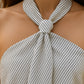 Striped Halter-Neck Knot Front Blouse