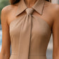Urban Halter-Neck Pencil Dress with Statement Tie