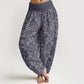 Pure Cotton Casual Flower Vine Leaves Pattern Women's Elastic Waist Harem Pants