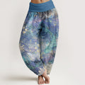 Pure Cotton Koi Fish Lotus Moon Stars Pattern Women's Elastic Waist Harem Pants
