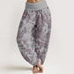 Pure Cotton Birds Trees Branches Pattern Women's Elastic Waist Harem Pants