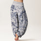 Pure Cotton Birds Branches Flowers Pattern Women's Elastic Waist Harem Pants