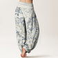 Pure Cotton Birds Branches Flowers Pattern Women's Elastic Waist Harem Pants