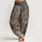 Pure Cotton Casual Peony Flowers Leaves Women's Elastic Waist Harem Pants