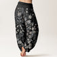 Pure Cotton Casual Daisy Flowers Leaves Design Women's Elastic Waist Harem Pants
