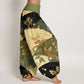 Cotton Semicircle Leaves Pattern Women's Elastic Waist Harem Pants