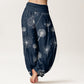 Cotton Casual Dandelion Pattern Women's Elastic Waist Harem Pants