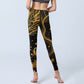 Golden Dragon Pattern Print Gym Leggings Women's Yoga Pants