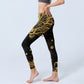 Golden Dragon Pattern Print Gym Leggings Women's Yoga Pants