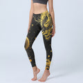 Golden Dragon Pattern Print Gym Leggings Women's Yoga Pants