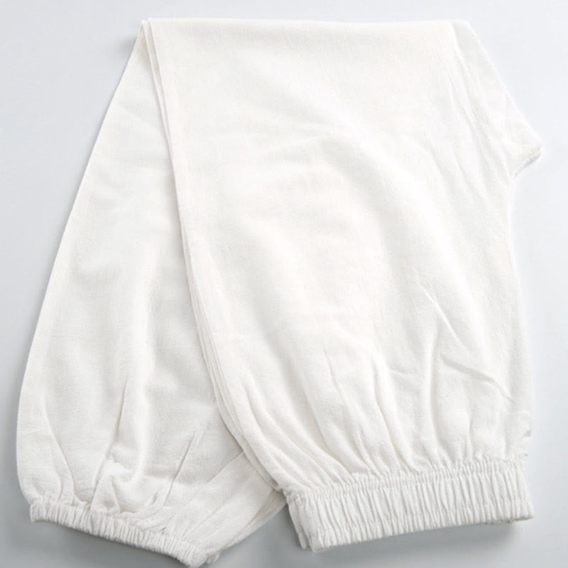 Summer Solid Color Unisex Elastic Waist Tai Chi Qigong Practice Pants With Pockets