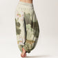 Cotton Casual Lotus Petal Pods Pattern Women's Elastic Waist Harem Pants