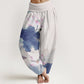 Cotton Casual Lotus Petal Pods Pattern Women's Elastic Waist Harem Pants