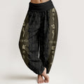 Cotton Om Mani Padme Hum Pattern Women's Elastic Waist Harem Pants