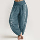 Cotton Om Mani Padme Hum Pattern Women's Elastic Waist Harem Pants