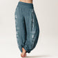 Cotton Om Mani Padme Hum Pattern Women's Elastic Waist Harem Pants