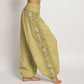 Cotton Om Mani Padme Hum Pattern Women's Elastic Waist Harem Pants