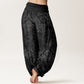 Pure Cotton Casual Flower Leaves Design Women's Elastic Waist Harem Pants