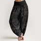Pure Cotton Casual Flower Leaves Design Women's Elastic Waist Harem Pants