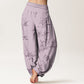 Pure Cotton Branch Pattern Women's Elastic Waist Harem Pants
