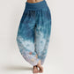 Pure Cotton Vast Ocean Pattern Women's Elastic Waist Harem Pants