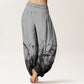 Pure Cotton Wild Grass Pattern Women's Elastic Waist Harem Pants