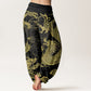 Pure Cotton Dragon Auspicious Clouds Women's Elastic Waist Harem Pants