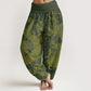 Pure Cotton Dragon Auspicious Clouds Women's Elastic Waist Harem Pants