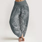 Pure Cotton Casual Peacock Design Women's Elastic Waist Harem Pants