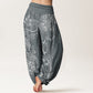 Pure Cotton Casual Peacock Design Women's Elastic Waist Harem Pants
