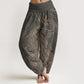 Pure Cotton Casual Peacock Design Women's Elastic Waist Harem Pants