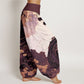Cotton Casual Dragon Ancient Tree Pattern Women's Elastic Waist Harem Pants