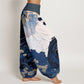 Cotton Casual Dragon Ancient Tree Pattern Women's Elastic Waist Harem Pants