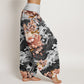 Cotton Casual Wave And Floral Pattern Women's Elastic Waist Harem Pants