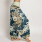 Cotton Casual Wave And Floral Pattern Women's Elastic Waist Harem Pants