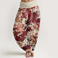 Cotton Casual Wave And Floral Pattern Women's Elastic Waist Harem Pants