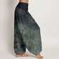 Pure Cotton White Auspicious Clouds Birds Tree Pattern Women's Elastic Waist Harem Pants