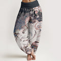 Pure Cotton Fox Cherry Blossoms Women's Elastic Waist Harem Pants