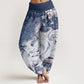 Pure Cotton Fox Cherry Blossoms Women's Elastic Waist Harem Pants