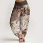 Pure Cotton Fox Cherry Blossoms Women's Elastic Waist Harem Pants