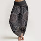 Pure Cotton Mandala Pattern Leaves Women's Elastic Waist Harem Pants
