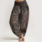 Pure Cotton Mandala Pattern Leaves Women's Elastic Waist Harem Pants
